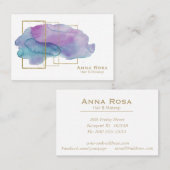 Carte De Visite Aquarelle pourpre magenta géométrique chic d'or de (Devant / Derrière)