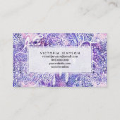 Carte De Visite Aquarelle pourpre rose florale de dreamcatcher de (Dos)