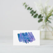 Carte De Visite Aquarelle professionnelle moderne bleu et violet (Debout devant)