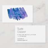 Carte De Visite Aquarelle professionnelle moderne bleu et violet (Devant / Derrière)
