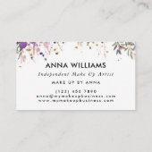 Carte De Visite Aquarelle Purple Flower Make Up Artiste (Dos)