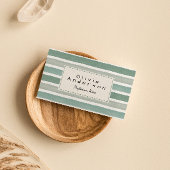 Carte De Visite Aquarelle rétro Vert rayures tendance Neutral Boho