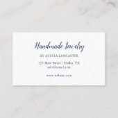 Carte De Visite Aquarelle Rocks Corail & Blue Jewelry Designer (Dos)