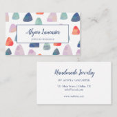 Carte De Visite Aquarelle Rocks Corail & Blue Jewelry Designer (Devant / Derrière)