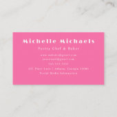 Carte De Visite Aquarelle Rolling Pin Rose Pâtisserie Chef Baker (Dos)