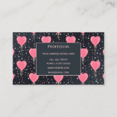 Carte De Visite Aquarelle romantique Coeurs roses Ballons Confetti (Dos)