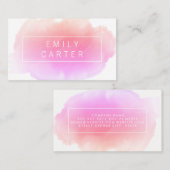 Carte De Visite Aquarelle rose (Devant / Derrière)