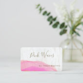 Carte De Visite Aquarelle rose Abstraite artistique Bois C (Debout devant)