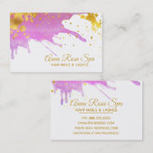 Carte De Visite *~* Aquarelle rose Abstraite en gras Gold Luxe (Devant / Derrière)