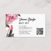 Carte De Visite Aquarelle rose Artiste maquillage de beauté (Dos)