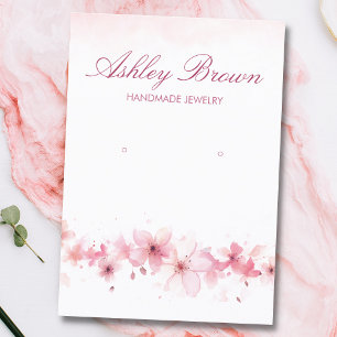 Carte De Visite Aquarelle rose Bijoux artisanal Écran d'oreille