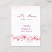 Carte De Visite Aquarelle rose Bijoux artisanal Écran d'oreille (Dos)