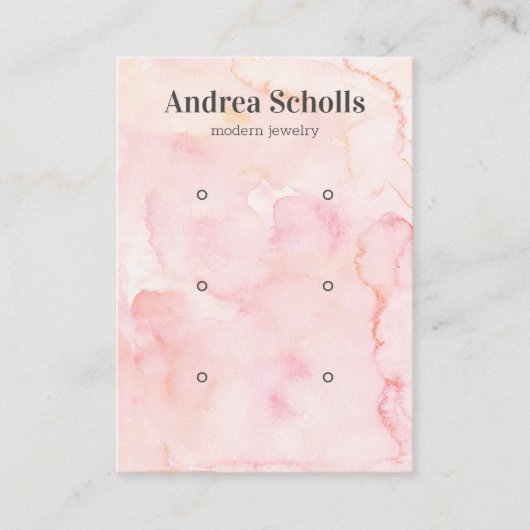 Carte De Visite Aquarelle rose bijoux en gras 3 oreille (Devant)