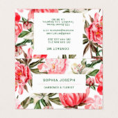 Carte De Visite Aquarelle rose blanche rouge florale  (Extérieur déplié)