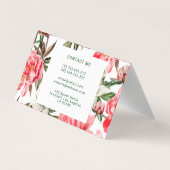 Carte De Visite Aquarelle rose blanche rouge florale  (Dos)