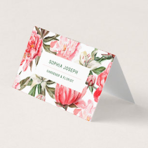 Carte De Visite Aquarelle rose blanche rouge florale 