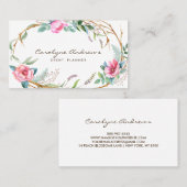 Carte De Visite Aquarelle rose Bohème Floral Wreath (Devant / Derrière)