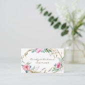 Carte De Visite Aquarelle rose Bohème Floral Wreath II (Debout devant)