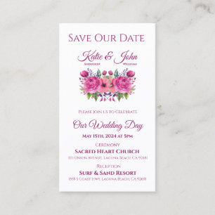 Carte De Visite Aquarelle rose Bouquet-Wedding Enregistrer la date