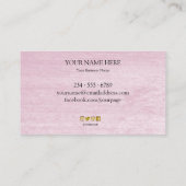 Carte De Visite Aquarelle rose brosse or votre logo (Dos)