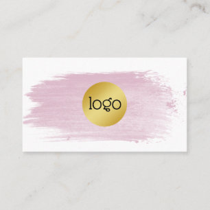 Carte De Visite Aquarelle rose brosse or votre logo