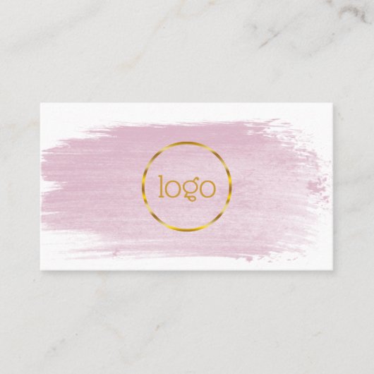 Carte De Visite Aquarelle rose brosse or votre logo busine (Devant)