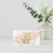 Carte De Visite Aquarelle rose brosse Parties scintillant Confetti (Debout devant)