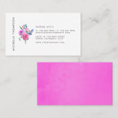 Carte De Visite Aquarelle rose chaud Floral (Devant / Derrière)