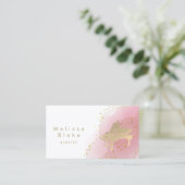 Carte De Visite aquarelle rose chaud pianiste (Debout devant)