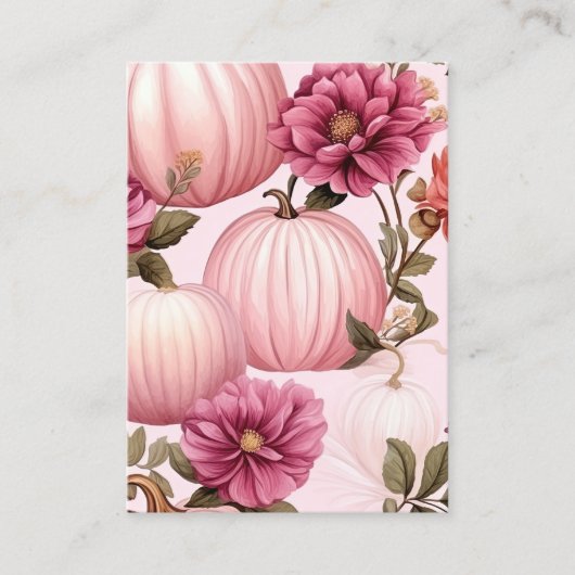 Carte De Visite Aquarelle rose Citrouille motif floral (Devant)