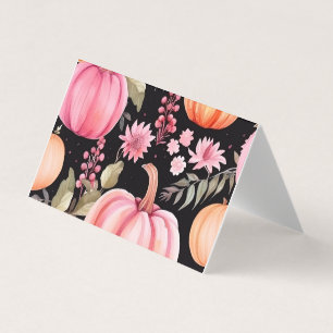 Carte De Visite Aquarelle rose Citrouille motif floral
