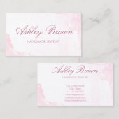 Carte De Visite Aquarelle rose Collier de bijoux artisanal (Devant / Derrière)