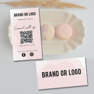 Carte De Visite Aquarelle rose Connectez-vous avec nous QR Code