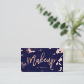 Carte De Visite Aquarelle rose de bleu marine d'or de maquilleur (Debout devant)