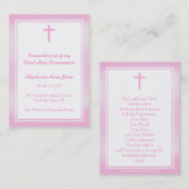 Carte De Visite Aquarelle rose de communion (Devant / Derrière)