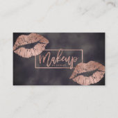 Carte De Visite Aquarelle rose de gris d'or de lèvres de (Devant)