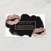 Carte De Visite Aquarelle rose de noir d'or de lèvres de (Dos)