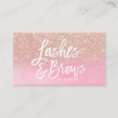 Carte De Visite Aquarelle rose de rose de parties scintillantes (Devant)