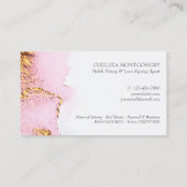 Carte De Visite Aquarelle rose du notaire et calligraphie or (Dos)