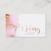 Carte De Visite Aquarelle rose du notaire et calligraphie or (Devant)
