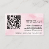 Carte De Visite Aquarelle rose et code QR professionnel or (Dos)