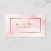 Carte De Visite Aquarelle rose et code QR professionnel or (Devant)