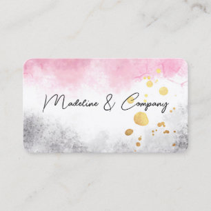 Carte De Visite aquarelle rose et gris minmaliste artistique