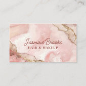 Carte De Visite Aquarelle rose et or bleu chic (Devant)