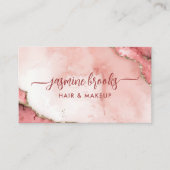 Carte De Visite Aquarelle rose et or chic (Devant)