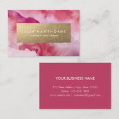 Carte De Visite Aquarelle rose et or Faux Foil Euro (Devant / Derrière)