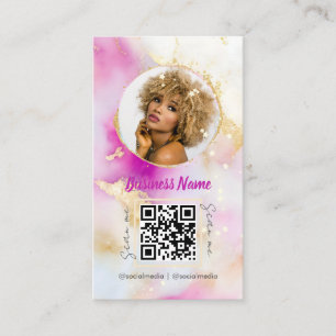 Carte De Visite Aquarelle rose Feminin Social Media Girl