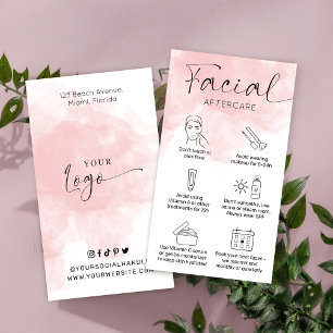 Carte De Visite Aquarelle rose féminine visage après soins