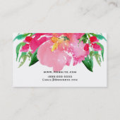 Carte De Visite Aquarelle rose Fleur Floral Été Beauté Chic (Dos)