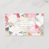 Carte De Visite Aquarelle rose Fleurs Design blanc (Dos)